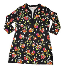 Lands' End Floral Swim Cover Up Tunic Dress Beach Nylon XS-596