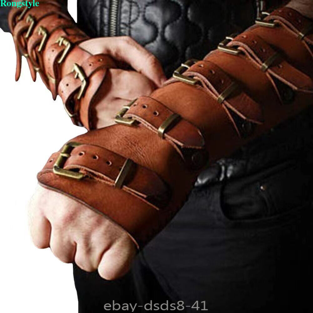 Brazo Guardia Armadura Puño Cuero Brazador Caballero Disfraz Batalla Medieval Guantes Vikingos