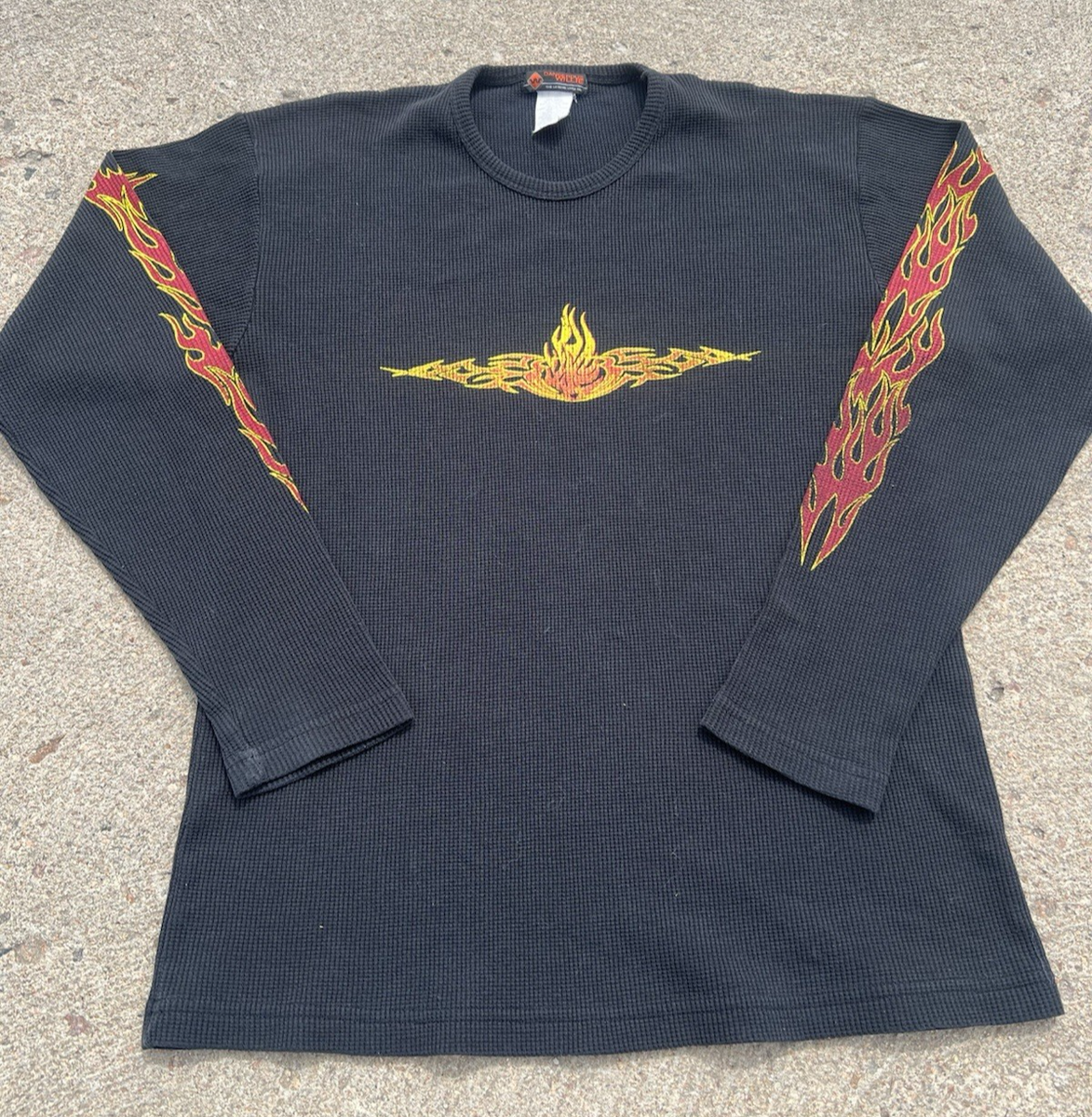 Vintage 90s Dangerous Willie Black Thermal Long Sleeve Shirt XL