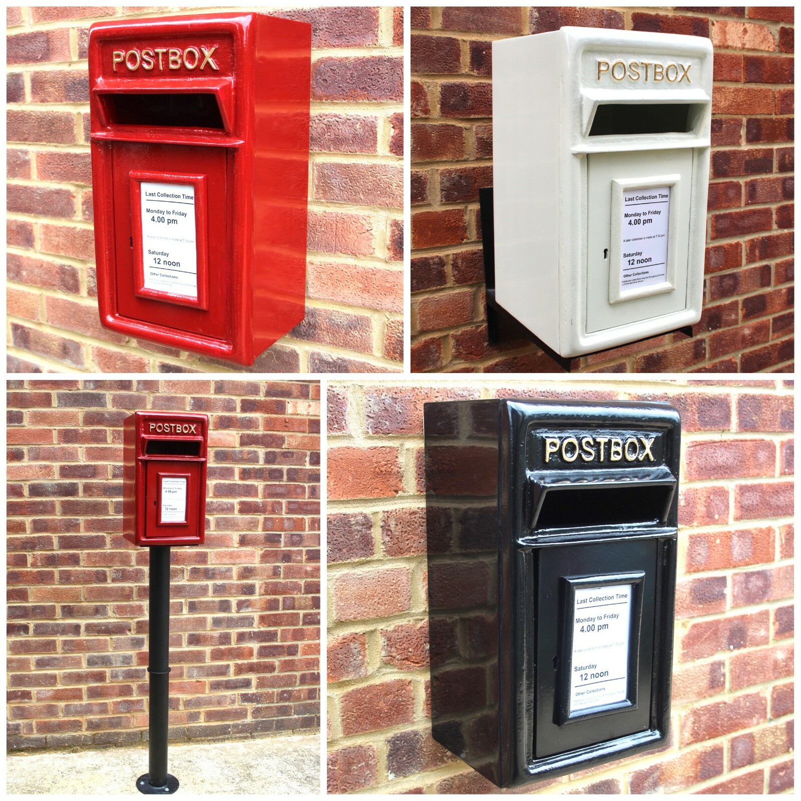 Royal Mail Postbox Cast Iron Letter Box Pillar Option on Stand/Wall