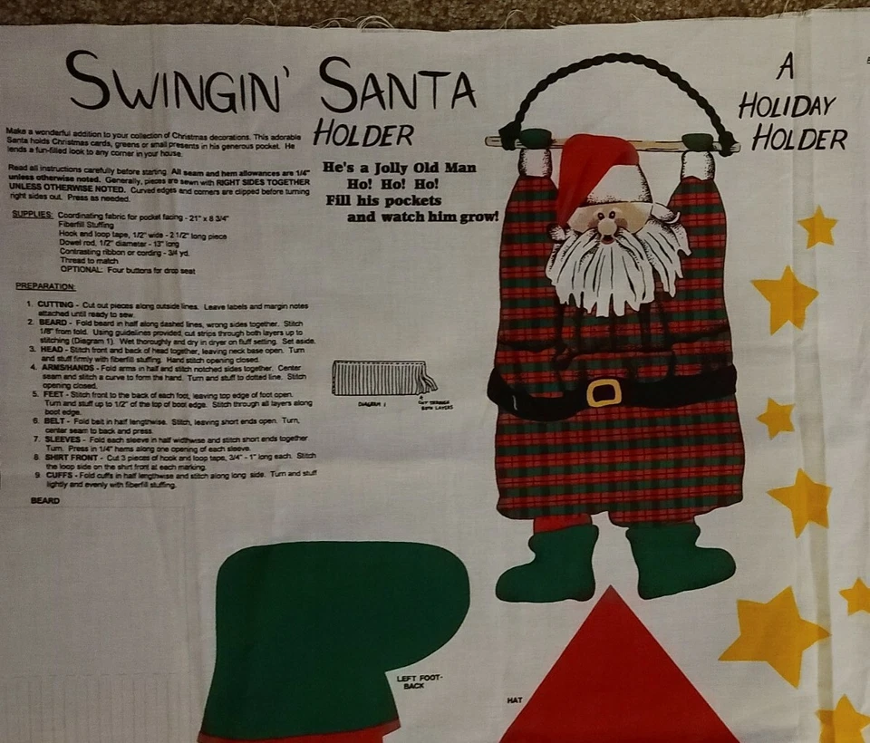 Swinging Santa Holder Springs Fabric Panel 60 x 34 Inches - Image 2 of 3