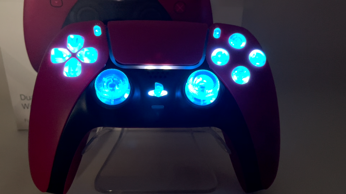 Red Sony Dualsense PS5 Controller - with custom LED MOD