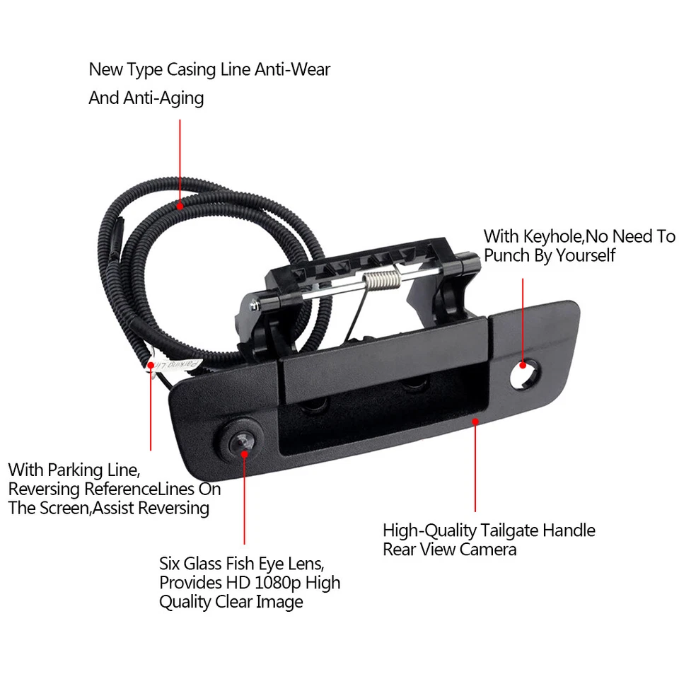 Fits For Ram 1500 2500 3500 Plastic Rear Door Handle With Camera Black Foto 4 de 4