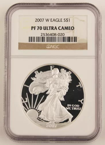 2007 W American 1 Oz Silver Eagle Proof Coin $1 NGC PF70 Ultra Cameo