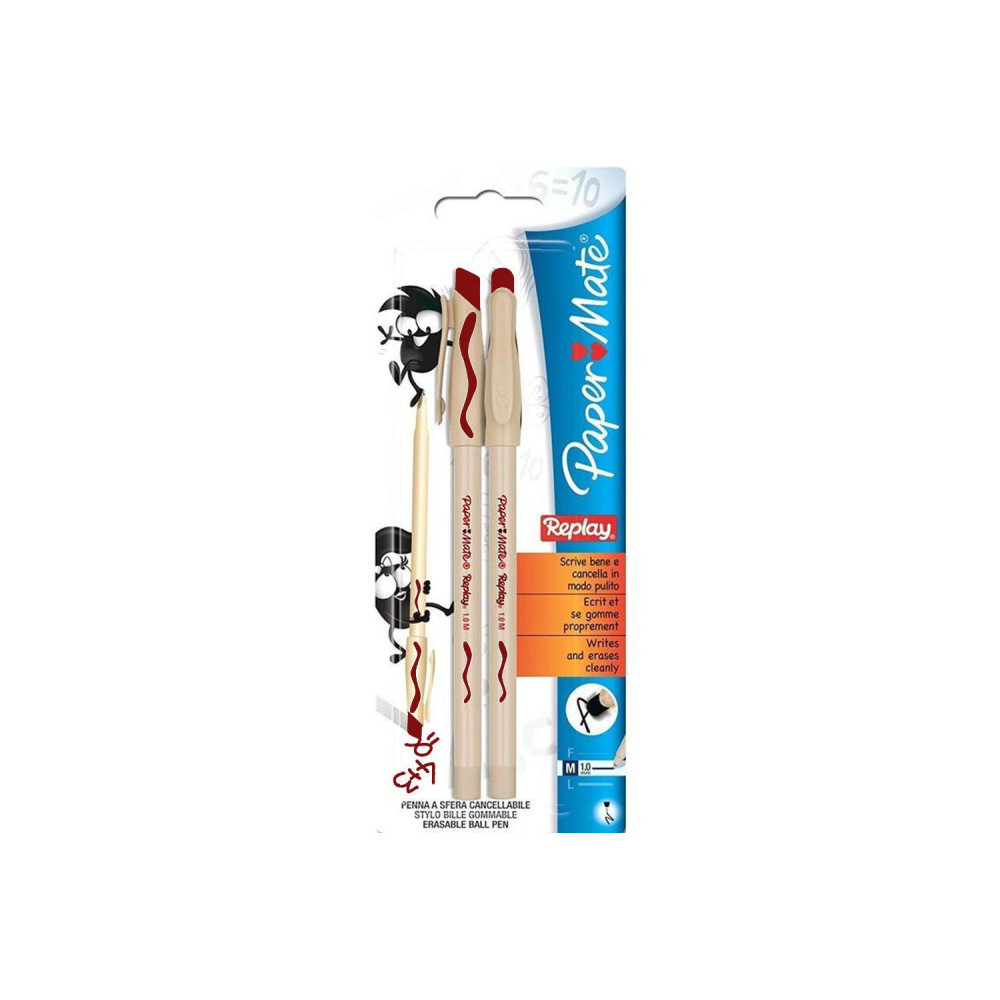 Paper Mate – Penne Replay Rosse 2 Pezzi Paper Mate