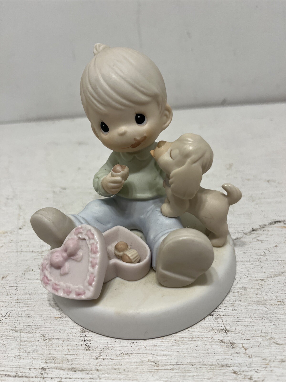 Precious Moments Figurine Sharing Sweet Moments Together 1993 Boy And Dog 526487