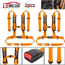 For CanAm X3 YXZ UTV Orange Pair of 4 Point Harness Racing Seat Belt 2" Padding