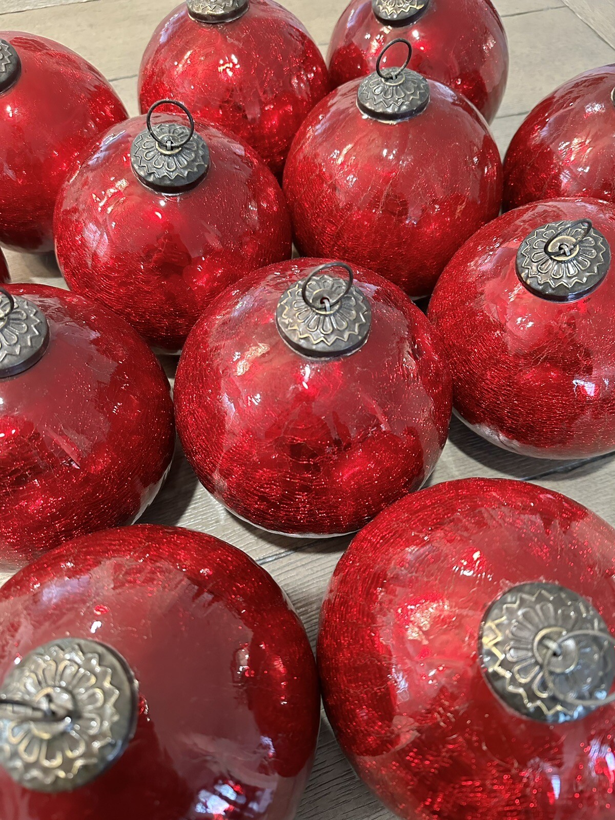 12 Vintage Antique Style Large German Kugel Glass Ornaments Balls