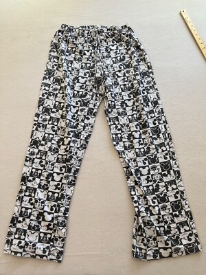 Disney Pajama Pants Girls Small Black White Mickey Mouse Checkers Head Sleepwear