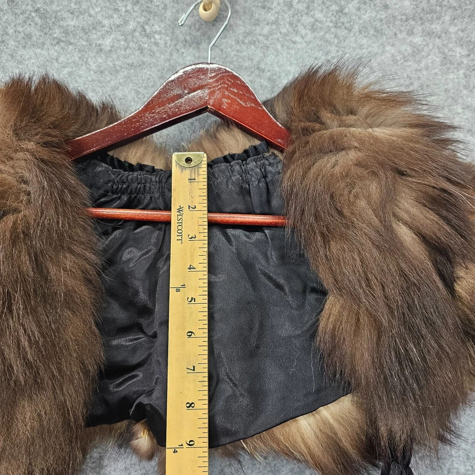 Estola de piel real de colección envolvente marrón chal colas viejo Hollywood glamour caprichoso cálido Foto 4 de 4