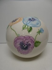 AUSTRALIAN POTTERY CERAMIC STUDIO VASE SIGNED PETUNIA FLORAL MELON POT