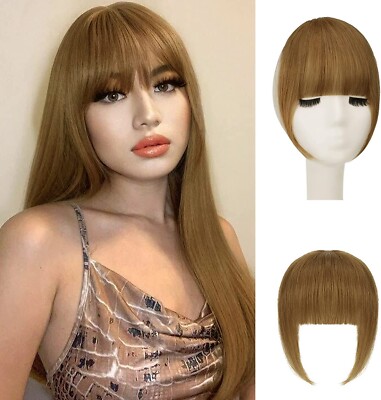 Haarspange 100% Echthaar Extensions Air Pony flach gepflegt Fransen - hellgolden B