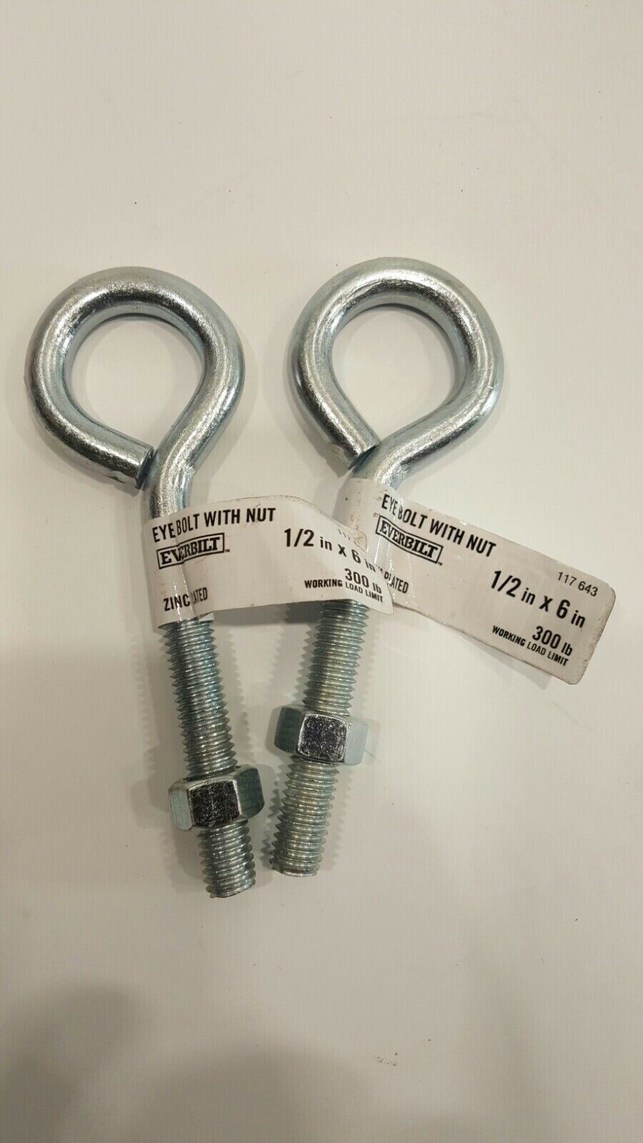 Pack of 2 Everbilt Eye Bolt with Nut ZincPlated 1/2In x 6In 806766 eBay