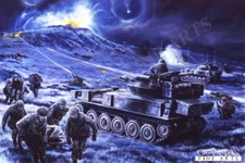Blues and Royals Military art post card Battle for Wireless Ridge, Falklands war