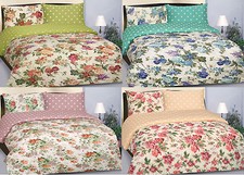 Image of 100% Cotton Sateen 210TC Vintage floral Reversible Design Duvet Cover Set Pillow