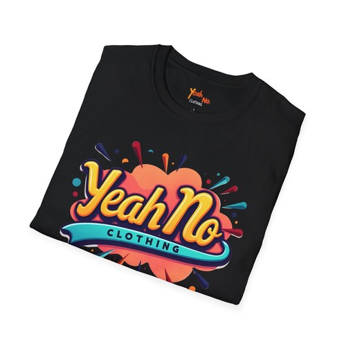 Yeah No Clothing Mens or Womens Colorful Modern Script Graphic T-Shirt - Picture 13 of 25