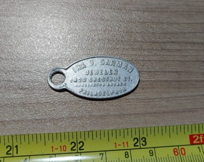 Vintage Ira Garman Jeweler Philadelphia Burlington Arcade ID Keychain  Fob