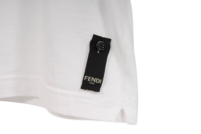 Fendi Men Forever Fendi FF Logo T Shirt Medium White Brown