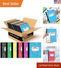 12 Pack Bulk Composition Notebook Wide Ruled, 200 Pages 100 Sheets, 9-3/4 x 7...