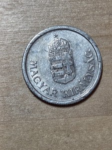 Hungary 1 Pengo coin, 1944. KM# 521, aluminum. Hungarian coat of arms.