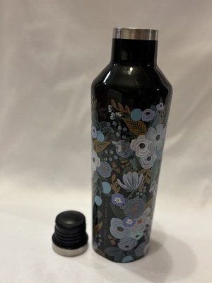 Rifle Paper Co. x Corkcicle Steel Sports Water Bottle. 16oz Black Floral