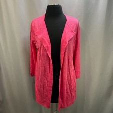 Nic zoe Featherweight Flyaway Cardigan Sweater Womens Small Pink Open Front