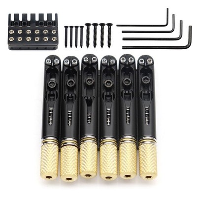 6 String Headless Guitar Bridge Fixed Bridge Tailpiece with String Locking Black