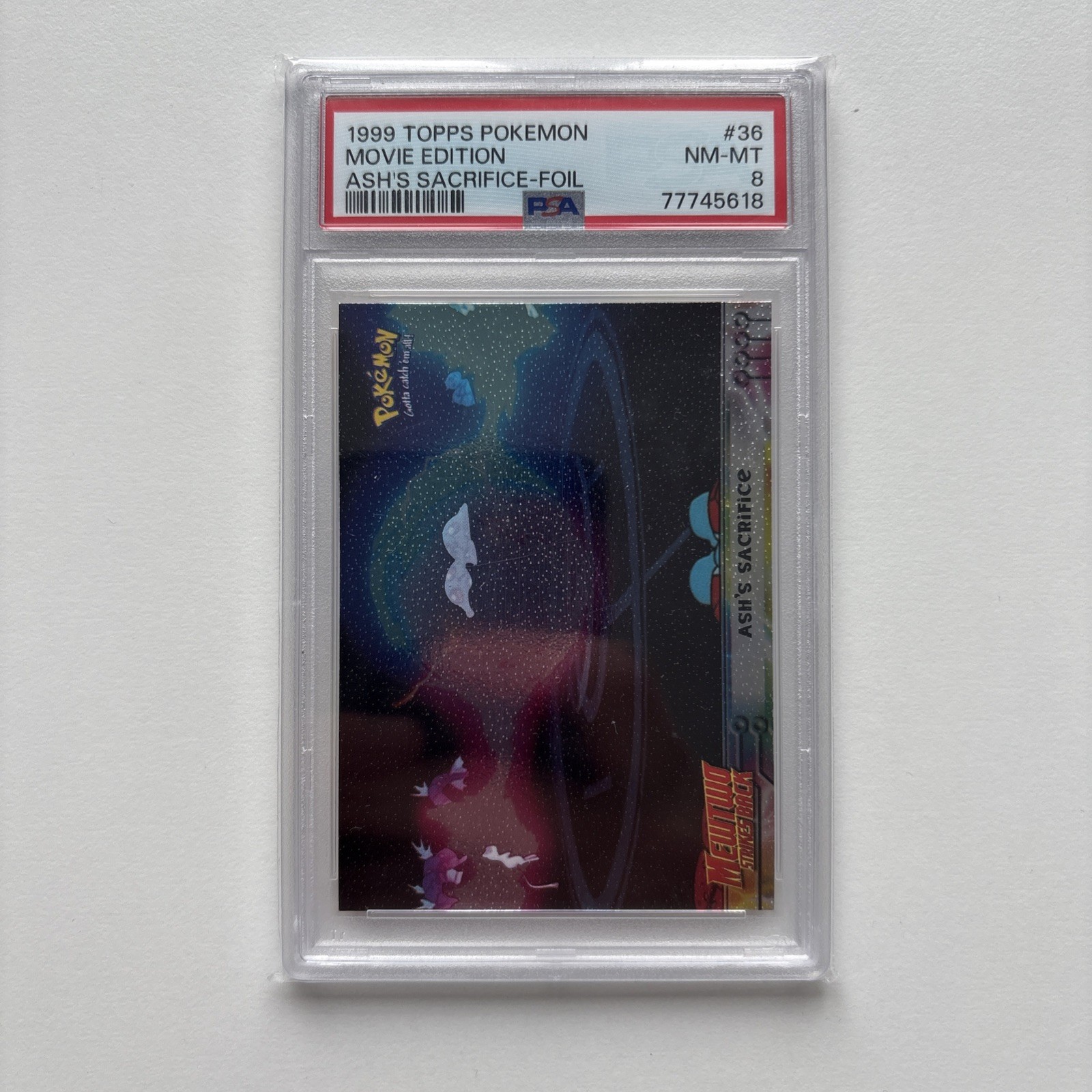 PSA Graded 8 Ash’s Sacrifice Foil - 36 Movie Edition - 1999 Topps Pokemon Card