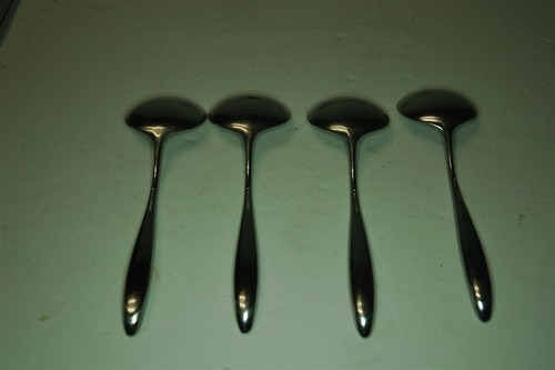 NORWAY FOUR 4 LAUFFER STAINLESS DESIGN 2 DESSERT / SOUP SPOONS - Picture 2 of 3
