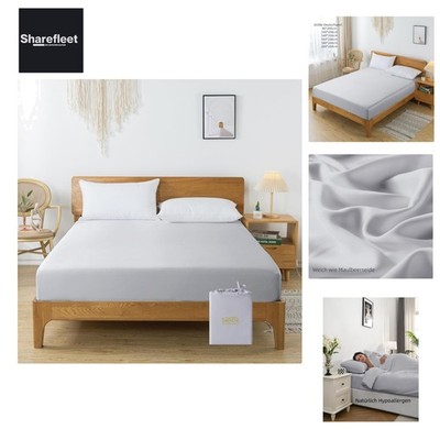 Spannbettlaken 40x200 cm für Boxspringbetten, Hellgrau, Bambus Seiden Topper,...