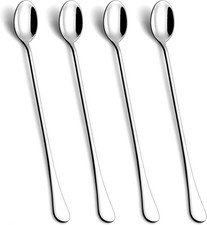 9.5" Long Handle Stainless Steel Spoons Set of 4 - Iced Tea Cocktail Ice Cream