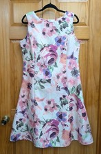 Koret Women's 14 Dress Sleeveless Floral Fit & Flare Church Wedding Party Zip