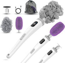 Electric Body Brush Back Scrubber for Shower, Waterproof Long Handle Power Body