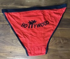 Vintage Gitano String Bikini Panty Size 8 Red 100 Cotton Hollywood Black