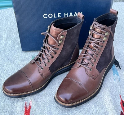 Cole Haan Original Grand Cap Toe Boot II Cuero Marrón Gamuza Para Hombre 8 M C29456 - Imagen 1 de 4