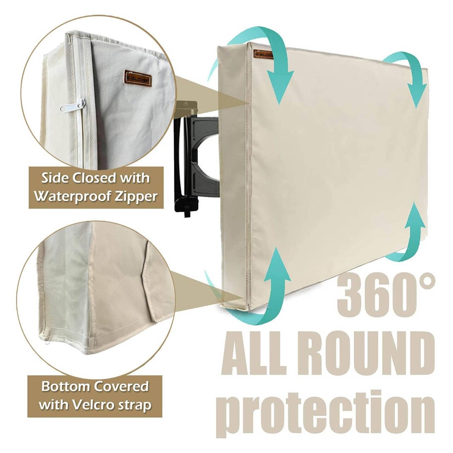 Outdoor TV Cover 70-75 inch, IC ICLOVER 600D Heavy Duty 4 Season Weatherproof...