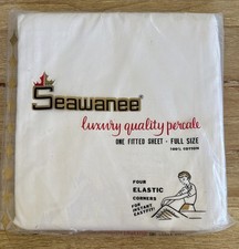 Seawanee Vintage Full Fitted Sheet Percale Japan 180 Thread Count NEW White