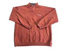 Columbia Sweater Mens XL Maroon Fleece Pullover 1/4 Long Sleeves Outdoor