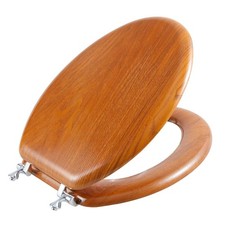 Durable Wood Veneer Natural Toilet Seat Metal Hinged Easy Clean Anti-scratch ...