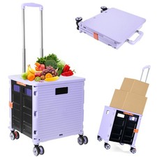 Foldable Utility Cart Folding Portable Rolling Crate Handcart Shopping Trolle...