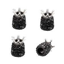 Valve Stem Caps, 4 Pack Handmade Crown Bling Crystal Rhinestone Car Black
