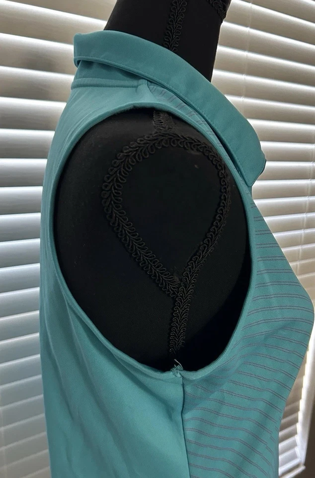 Camisa polo Oakley sin mangas para mujer golf tenis pickleball turquesa con rosa Foto 4 de 4