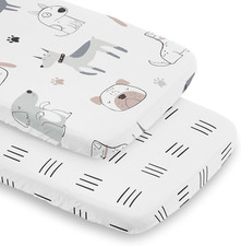 2-Piece Baby Bassinet Sheets Set Dog for Girls/Boys, Infant Newborn Nursery, O