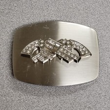 Crossed Pistols Rhinestone Bling Pimp Belt Buckle Six Shooter Rock Star Guns