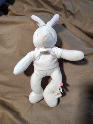 DouDou Et Compagnie Paris Plush Bunny Lovey White Pink Polka Dot shirt 