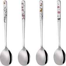 Korean Soup Spoons, 18/8 Stainless Steel Long Handle 8 Inch Tablespoon, Asian Me