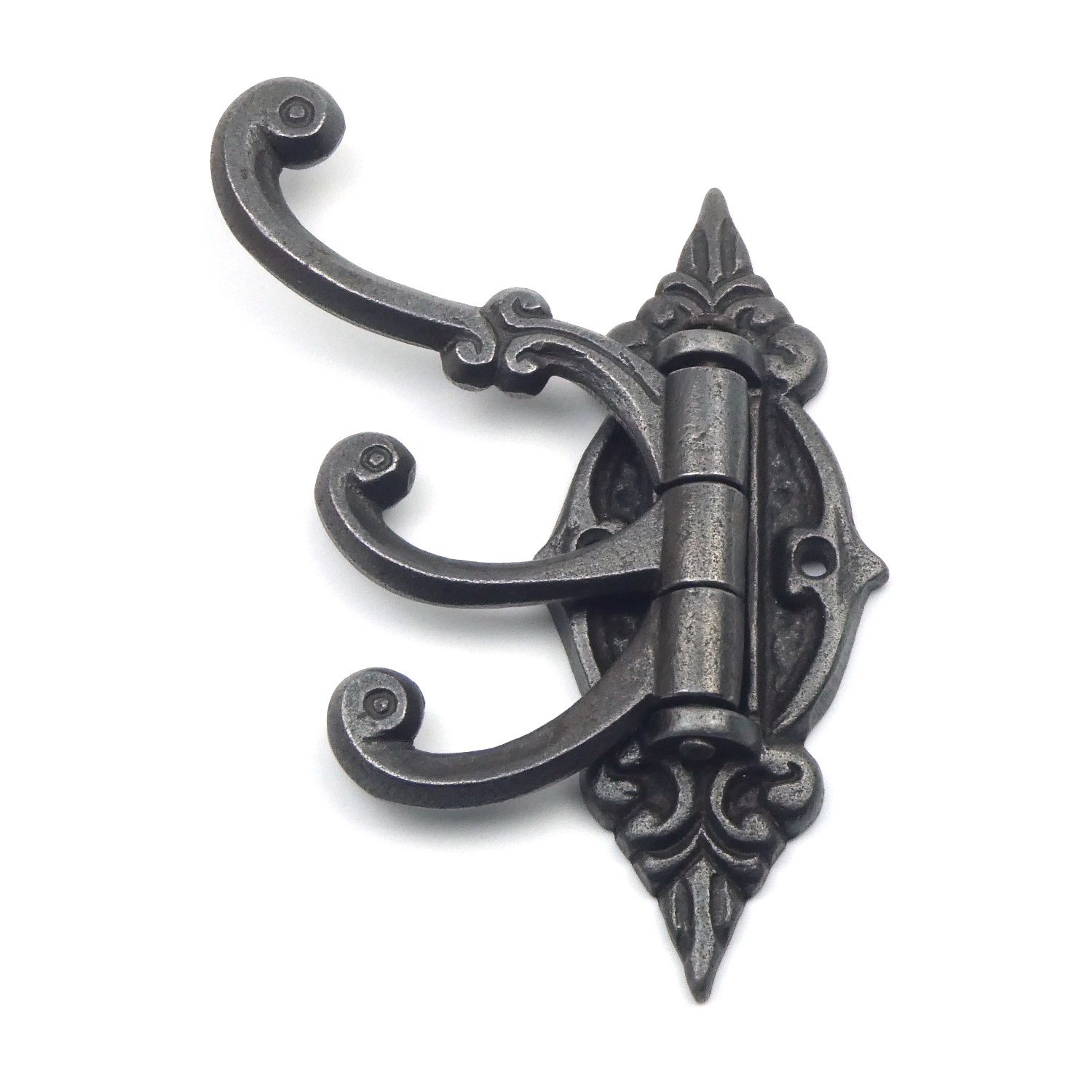 - OakcraftsAntique Iron Triple Swivel Hat And Coat Hook - Image 2