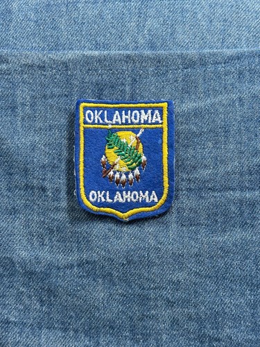 Oklahoma State Seal Collectable Patch: Blue Shield - Vintage Souvenir Accessory