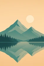 Minimalist Mountain Landscape Digital Art Print | Nature Wall Decor Download