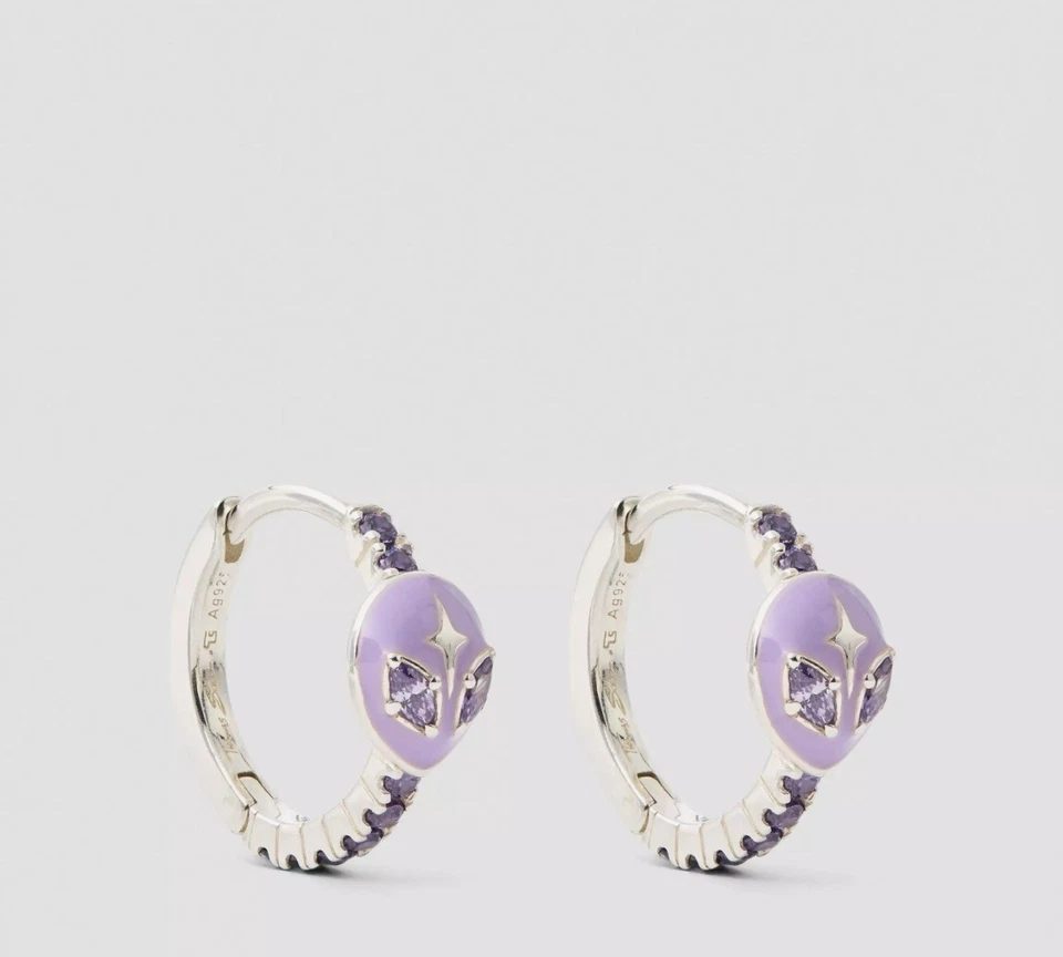 Thomas Sabo 925 Silver Purple Alien head Hoop Earrings Brand New! RRP £90 - Image 2 of 4